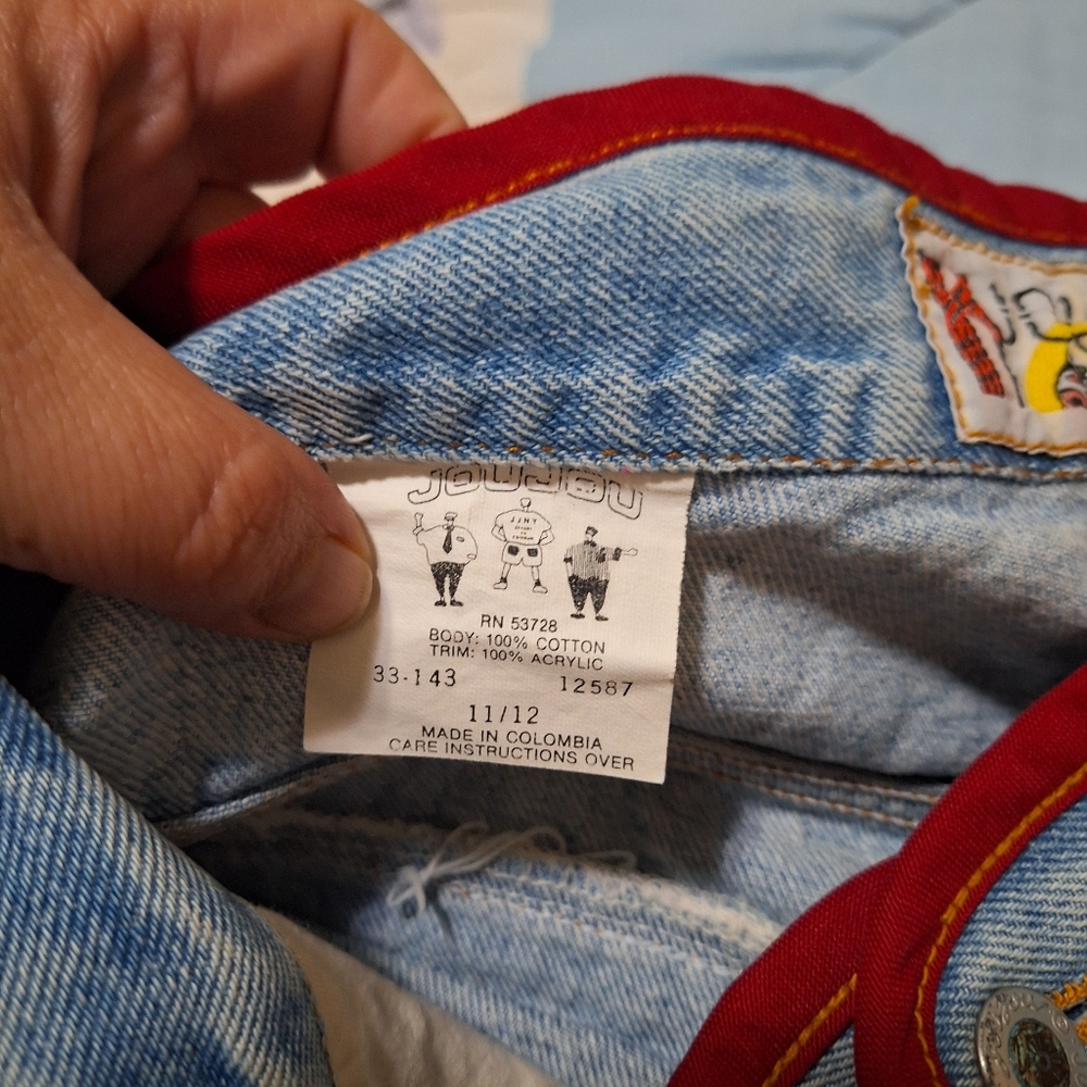 JouJou Patchwork Jeans Mom Jeans 90s Tribal Jeans 1990s Tapered Jeans Red Denim - Picture 4 of 7